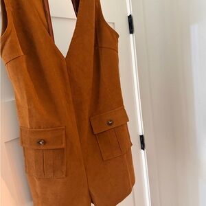 Kittenish Brown Suede Romper